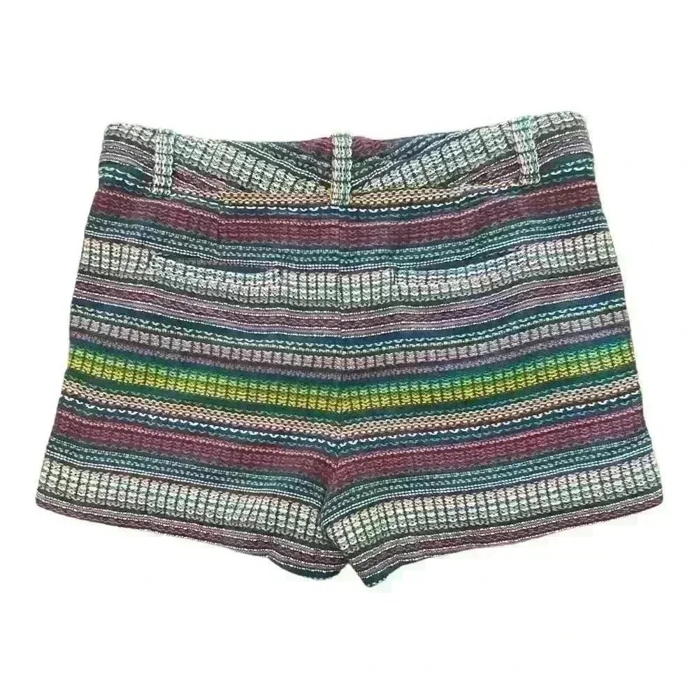 GAP Women City Shorts Cotton Striped Multicolor Mid Rise Pockets Boho Hippie S